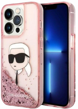 Etui CG Mobile Karl Lagerfeld Glitter Karl Head do Apple iPhone 14 Pro Rozowy (3666339086909)