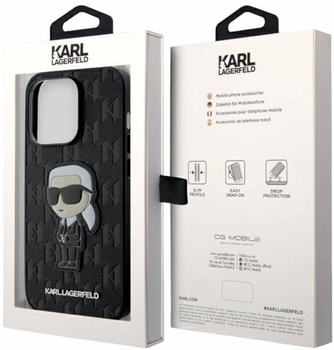Etui CG Mobile Karl Lagerfeld Saffiano Monogram Iconic do Apple iPhone 14 Pro Czarny (3666339122560)