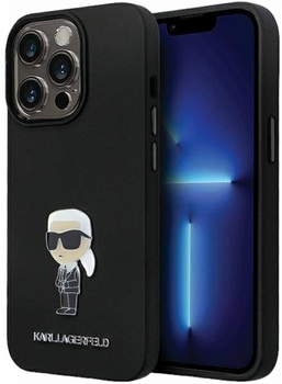 Etui CG Mobile Karl Lagerfeld Silicone Iconic Metal Pin do Apple iPhone 14 Pro Czarny (3666339165970)