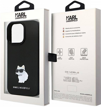 Панель CG Mobile Karl Lagerfeld Silicone C Metal Pin для Apple iPhone 14 Pro Black (3666339166335)