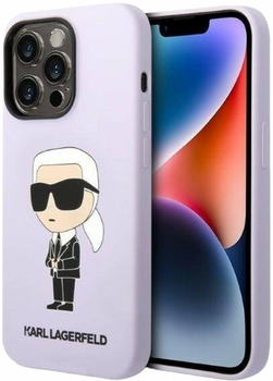 Etui CG Mobile Karl Lagerfeld Silicone Iconic do Apple iPhone 14 Pro Fioletowy (3666339086664)
