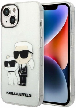 Etui CG Mobile Karl Lagerfeld Glitter Karl&Choupette do Apple iPhone 14 Plus Przezroczysty (3666339087258)
