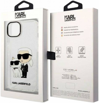 Etui CG Mobile Karl Lagerfeld Glitter Karl&Choupette do Apple iPhone 14 Plus Przezroczysty (3666339087258)