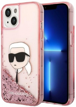 Etui CG Mobile Karl Lagerfeld Glitter Karl Head do Apple iPhone 14 Plus Rozowy (3666339086893)