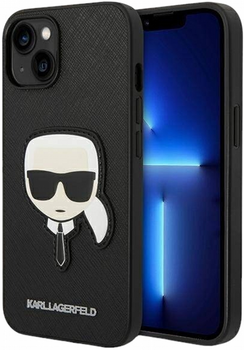 Etui CG Mobile Karl Lagerfeld Saffiano Karl Head Patch do Apple iPhone 14 Plus Czarny (3666339077044)