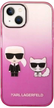 Etui CG Mobile Karl Lagerfeld Gradient Iconic Karl&Choupette do Apple iPhone 14 Plus Rozowy (3666339086374)