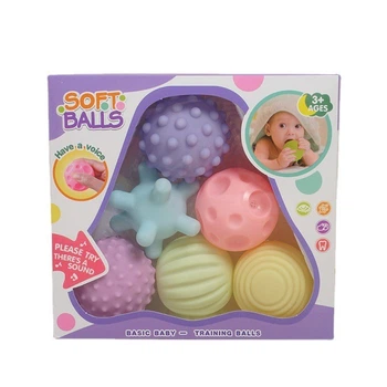 Тактильные сенсорные мячики Soft Balls Набор из 6 массажных мячиков