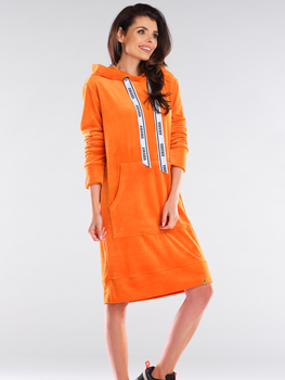 Sukienka dresowa z kapturem damska Awama A414 S/M Pomarańczowa (5902360554580)