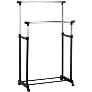 Вешалка Double Pole BIG WJF вешалка-стойка для одежды двойная + место для обуви Серебристая (12786)