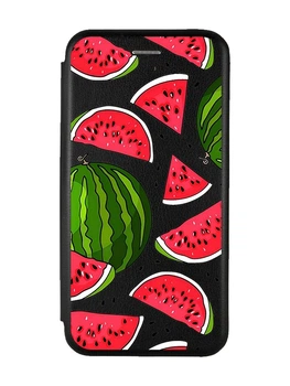 Чехол-книжка с рисунком для Samsung Galaxy A50 (2019) A505/A30s Черный :: Арбузы (принт 341)