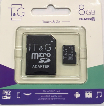 Карта памяти micro SDHC 8Gb Class 10 T&G SD адаптер (SH774412)