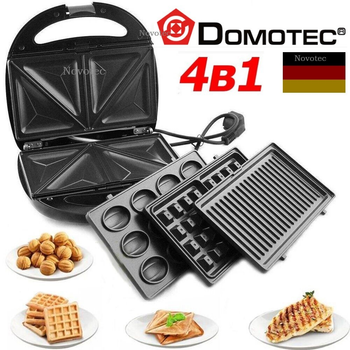 Гриль, сендвичница, бутербродница, вафельница, орешница Domotec MS-7704 4 в 1