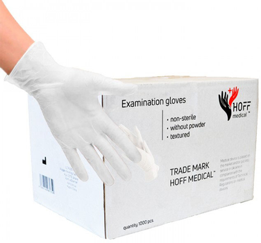 Перчатки латексные неопудренные Hoff Medical Размер L 500 пар Белые (OP_9100124)