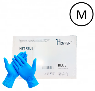 Перчатки нитриловые Hoffen Размер M 500 пар Синие (CM_66020)