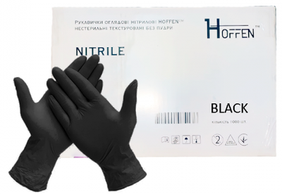 Перчатки нитриловые Hoffen Размер M 500 пар Черные (CM_66021)