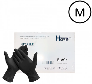 Перчатки нитриловые Hoffen Размер M 500 пар Черные (CM_66021)