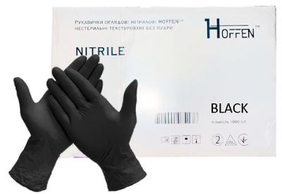 Перчатки нитриловые Hoffen Размер L 500 пар Черные (CM_66024)