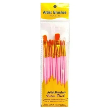 Набор из 10 шт кистей для боди-арта Artist Brushes розовые