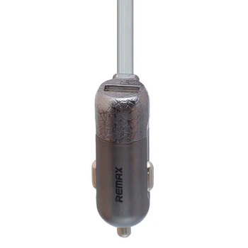 Зарядне автомобільне Remax RCC-103 Dual (1USB/3.4A) швидка зарядка зарядний пристрій адаптер у прикурювач + кабель Lightning + MicroUSB Чорний