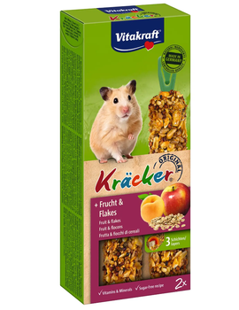 Лакомство для хомяков Vitakraft Kracker с фруктами и хлопьями, 112г/2шт