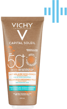 Сонцезахисне зволожувальне молочко Vichy Capital Soleil Solar Eco-Designed Milk для шкіри обличчя і тіла SPF 50+ 200 мл (3337875762250)