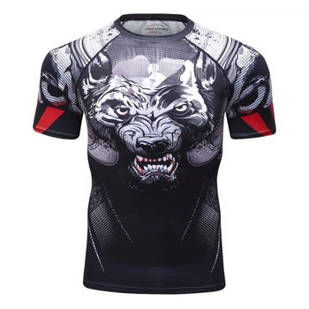 Рашгард (короткий рукав) Wolf Grey компресійний для чоловіків для занять спортом (MMA, кікбоксинг, спорзал, біг) - L