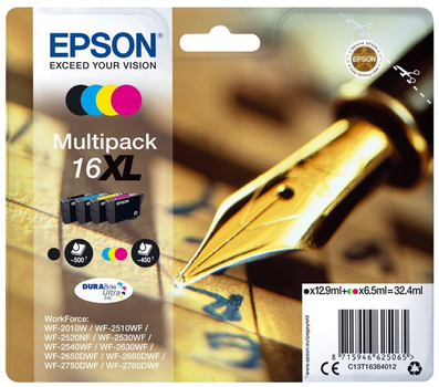 Zestaw tuszy Epson 16XL Multipack Cyan/Magenta/Yellow/Black (8715946625065)