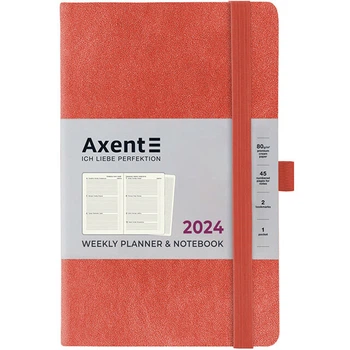 Еженедельник 125х195мм Axent Partner Soft Nuba 2024 96л кремовый блок б/т терракотовый на резинке (8517-24-57-A)