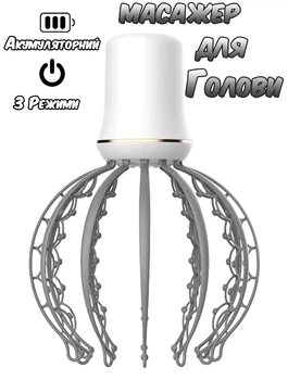 Електричний масажер для голови A-plus Vibro Head Massager 3 режими, вібромасажер на голову з 12 кігтями