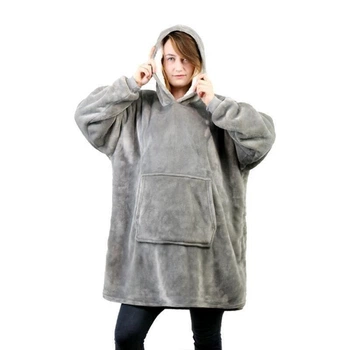 Толстовка-плед з капюшоном і рукавами Сірий Huggle Hoodie Універсальний розмір (SH778757)