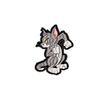 Шеврон на липучці (велкро) Кіт Том 8х6,4 см Сірий 6051