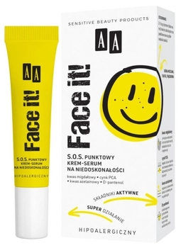 Punktowy krem-serum na niedoskonałości AA Face It! S.O.S. na niedoskonałości 15 ml (5900116091976)