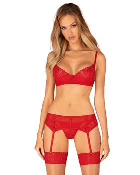 Комплект Obsessive Ingridia 3-pcs XL/2XL Червоний (SO9035)