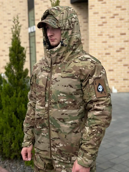 Мужская демисезонная куртка с капюшоном пуховик Мультикам XL Kali AI067 на молнии с липучками на манжетах защита от ветра и дождя теплосберегающая