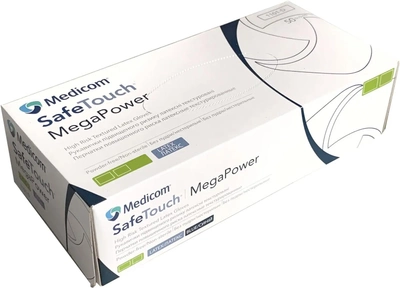 Перчатки медицинские повышенного риска латексные текстурированные, нестерильные Medicom SafeTouch Megapower High risk неопудренные синие 25 пар № S (1101-B)
