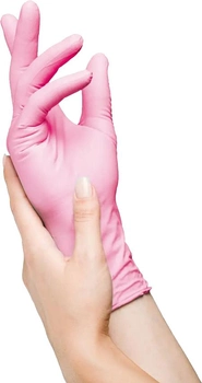 Перчатки смотровые нитриловые текстурированные, нестерильные Medicom SafeTouch Advanced Extend неопудренные 3.6 г розовые 50 пар № S (1172-TG_B)