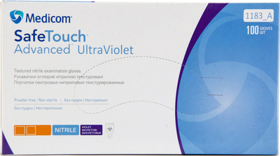 Рукавички оглядові нітрилові нестерильні, текстуровані Medicom SafeTouch Advanced Violet неопудрені 3.4 г фіолетові 50 пар № XS (1183/XS)