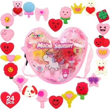 Набор игрушек антистресс Сквиши - Mochi Squishy в сумочке - 24 шт для девочки