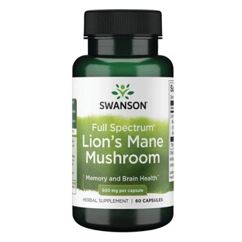 Lions Mane Mushroom 500mg - 60caps гриб левова грива для підтримки пам’яті, концентрації, мозку та нервової системи