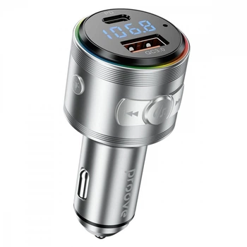 FM трансмитер + зарядное устройство в авто Proove FM Launcher Maxi Wave 30W (PD+QC3.0) Type-C+USB silver 508830012 NS-FF