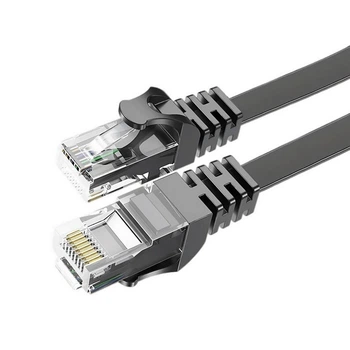 Патч-корд ESSAGER TopSpeed Cable Ethernet Cat6 RJ45 Splitter Network Flat Cable 10m Black (EXCWXB-JSF01)