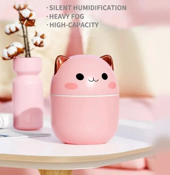 Зволожувач повітря ультразвуковий Н2О Humidifier рожева киця