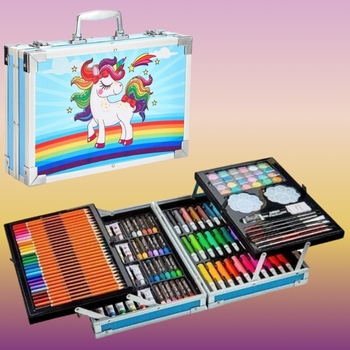 Дитячий набір для творчості Drawing Board ART- 3965 145 предметів кейс Блакитний
