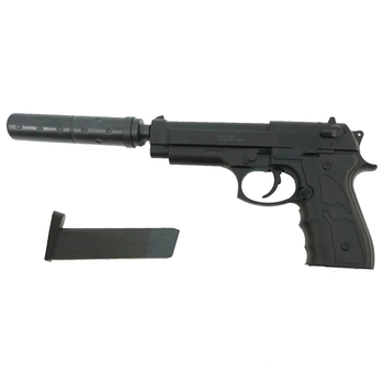 Пистолет страйкбольный Galaxy Beretta 92 с глушителем пластиковый (G052A00001111)