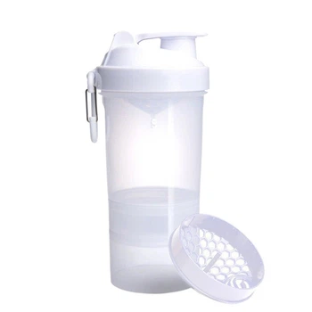 Спортивный шейкер SmartShake с тремя контейнерами для коктейлей и добавок 600 мл белый
