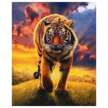 Алмазная мозаика на подрамнике картина стразами 30х40 см DIY Тигр (SGLD 61299)