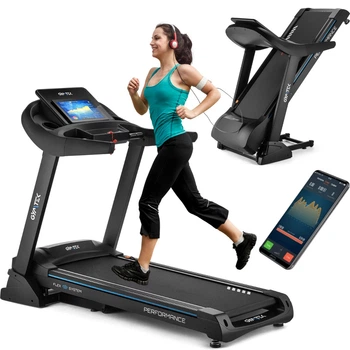 Бігова доріжка GYMTEK XT900: Електрична, 3.0 к.с., 20 км/год, Автонахил 15%, Амортизація 10 еластомерів. До 150 кг, FitShow, Складна для дому, USB, Bluetooth