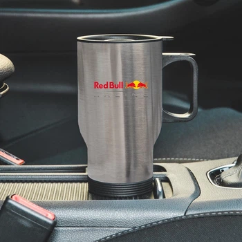 Термокружка автомобильная с логотипом Red Bull Racing 450 мл серебристая