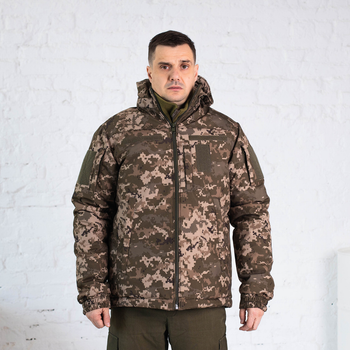 Куртка зимова Піксель софтшелл з підкладкою Omni-Heat, чоловіча утеплена камуфляжна куртка 48