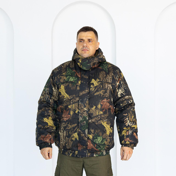 Бушлат камуфляжный зимний темный Клен на флисе и синтепоне, мужская зимняя куртка на резинке 48